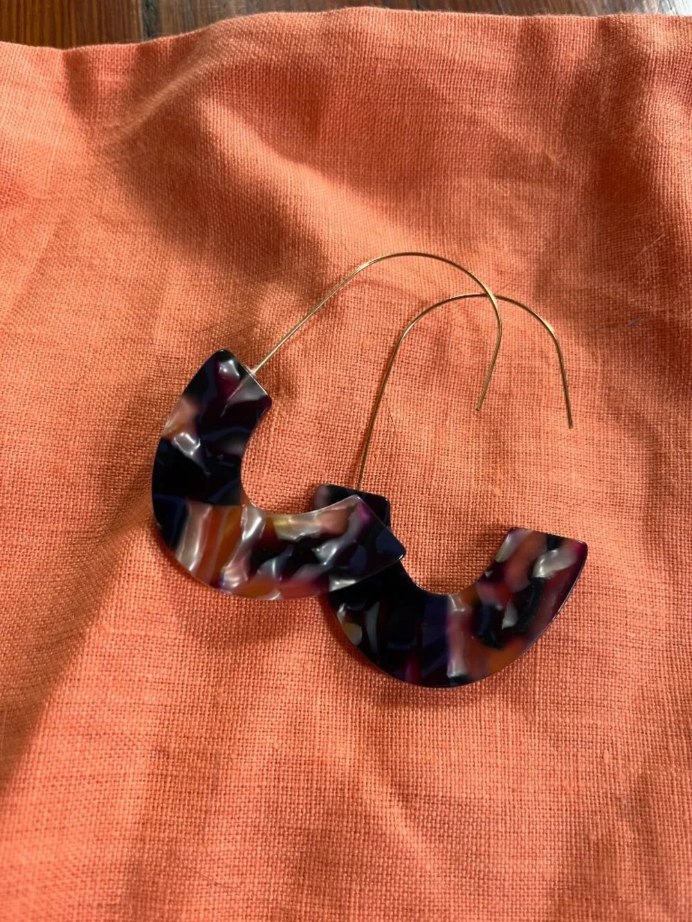 Baublebar Navy Marble Acetate Semi-Circle Earrings